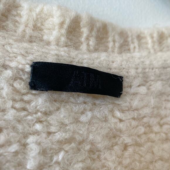 ATM ANTHONY THOMAS MELILLO Chenille Destroyed Ivory V-Neck Sweater Size Small - Picture 6 of 9